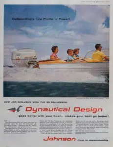 Johnson Aussenbordmotor. Printwerbung aus den 1950er-Jahren.