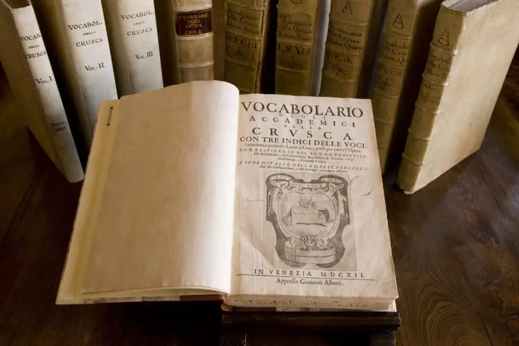 Erstausgabe des Vocabolario degli Accademici della Crusca . Bild: Accademia della Crusca